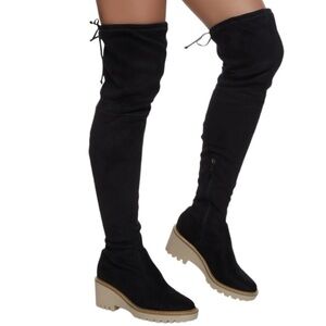 🆕 Nicole Miller Bass over the knee faux suede stretch tall black boots